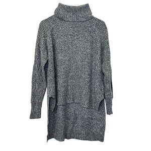 Express Wool Mohair Turtleneck Marled High Low Gray Pullover Sweater Size Medium